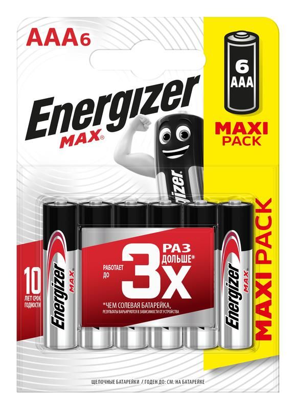 Элемент питания алкалиновый MAX LR03/286 BL6 (6/72/15552) (блист.6шт) Energizer E301532701