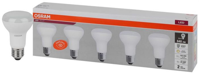 Лампа светодиодная LED Value LVR60 8SW/830 грибовидная матовая E27 230В 2х5 (уп.5шт) OSRAM 4058075584037