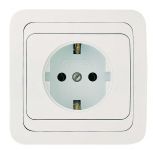 Розетка 1-м СП Mimoza 16А IP20 с заземл. пластик. основ. бел./бел. Makel 12028