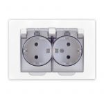 Розетка 2-м СП Афина 16А IP20 с заземл. c прозрачной крышкой в сборе бел. Universal A0031