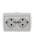 Розетка 2-м ОП Nata 16А IP20 с заземл. керамика бел. LEZARD 710-0200-127
