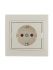 Розетка 1-м СП Mira 16А IP20 с заземл. защ. шторки со вставкой керамика крем. LEZARD 701-0303-124