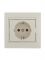 Розетка 1-м СП Mira 16А IP20 с заземл. защ. шторки со вставкой керамика крем. LEZARD 701-0303-124