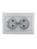 Розетка 2-м СП Mira 16А IP20 с заземл. со вставкой керамика сер. метал. LEZARD 701-1010-127