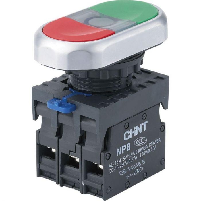 Кнопка двойная NP8-11SD 1НО+1НЗ желт. AC 110В-220В(LED) IP65 (R) CHINT 667175