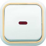 Выключатель 1-кл. ОП Валентина 10А IP20 А16-054 с индикацией бел./зол. Кунцево 7633