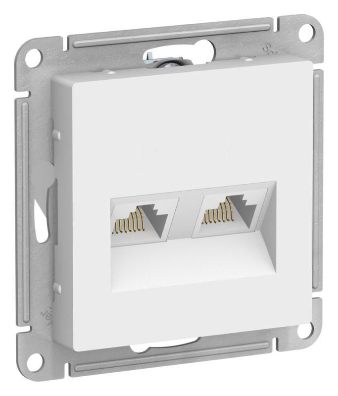 Розетка компьютерная 2-м AtlasDesign RJ45+RJ45 кат.5E механизм лотос SE ATN001385