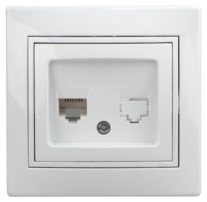 Розетка СП Plano 1-303-01 информационная RJ45 IP20 бел. Intro Б0027621