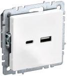 Розетка BRITE USB A+C 18Вт РЮ11-1-БрБ бел. IEK BR-U22-018-K01 Розетка BRITE USB A+C 18Вт РЮ11-1-БрБ бел. IEK BR-U22-018-K01