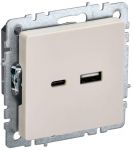 Розетка BRITE USB A+C 18Вт РЮ11-1-БрКр беж. IEK BR-U22-018-K10 Розетка BRITE USB A+C 18Вт РЮ11-1-БрКр беж. IEK BR-U22-018-K10