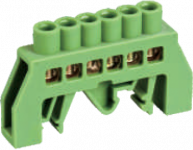 Шинка нулевая латунная универсальная 8х12мм 8 отв. Цвет зеленый