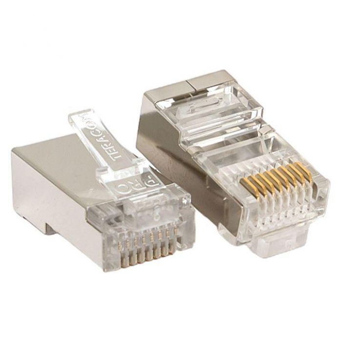 Коннектор RJ45 (8P8C) кат.5E экранир. 30мкд универс. (уп.20шт) TeraLINK PRO EKF TRP-PLUG-5EFTP-20